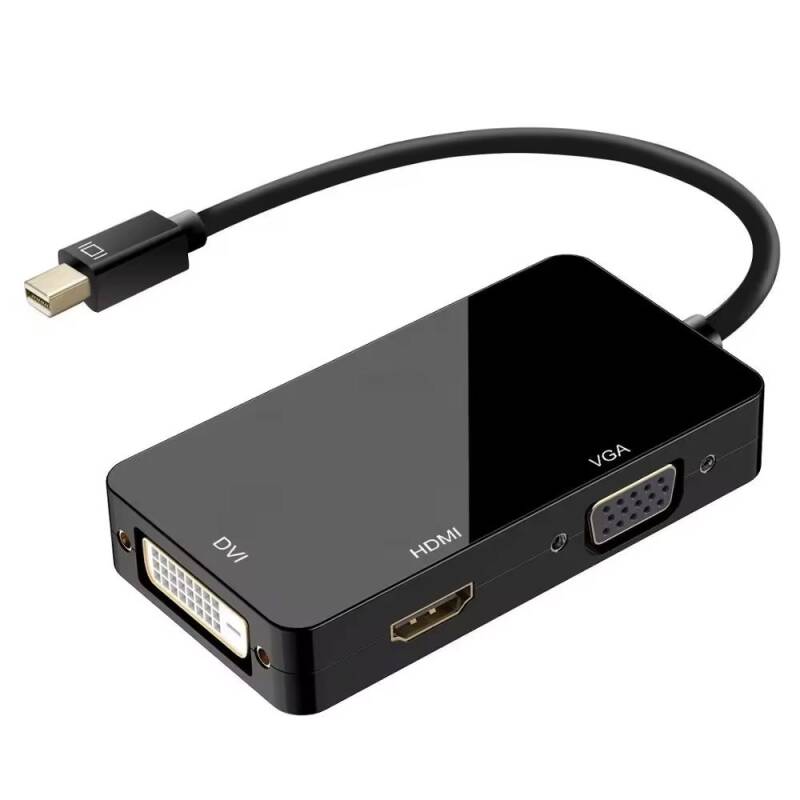 Преходник DeTech, Mini DisplayPort (Thunderbolt) - DVI, VGA, HDMI, Черен - 17859