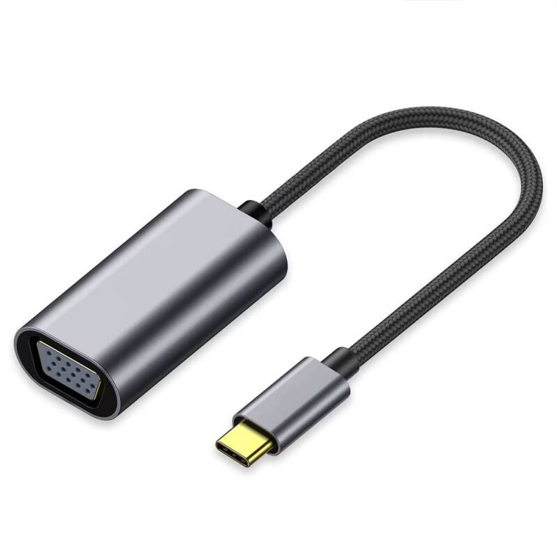 Преходник DeTech, USB-C – VGA, Сив - 17841