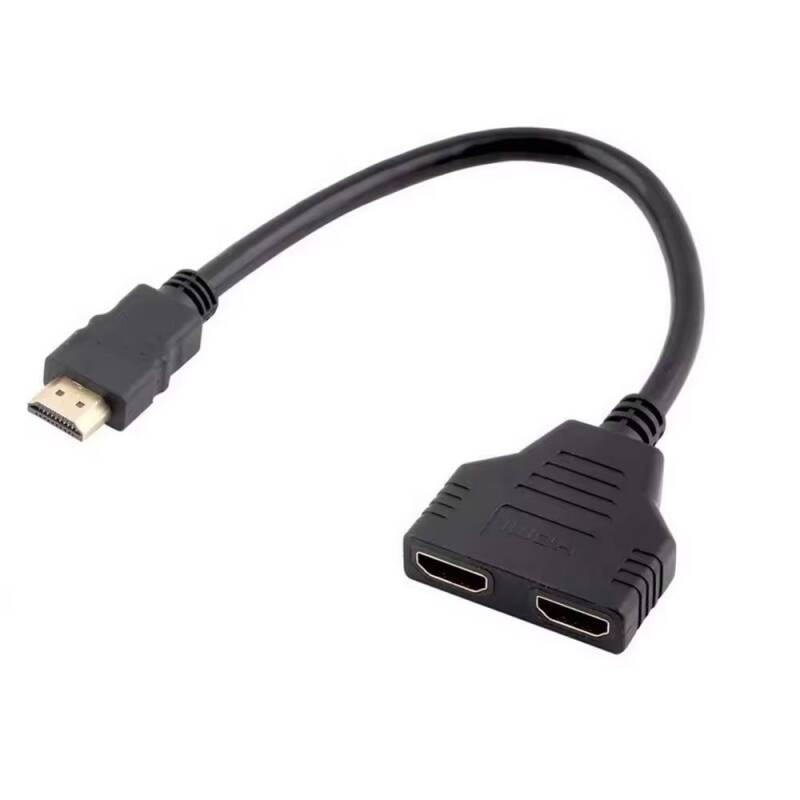 Сплитер DeTech, HDMI (M) - 2*HDMI(F), Черен - 17861