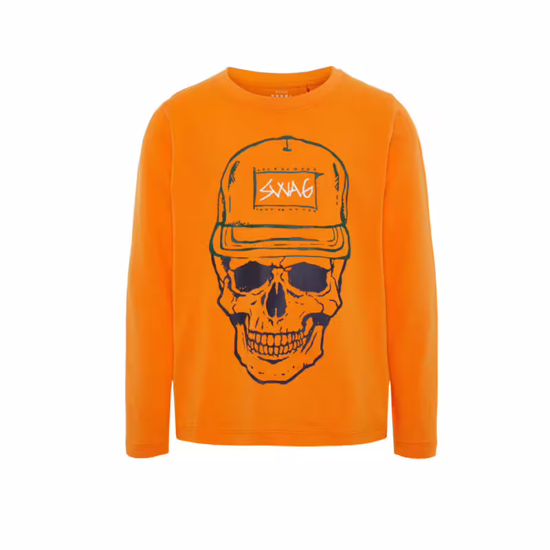 NAME IT Printed Loose Fit Blouse Orange