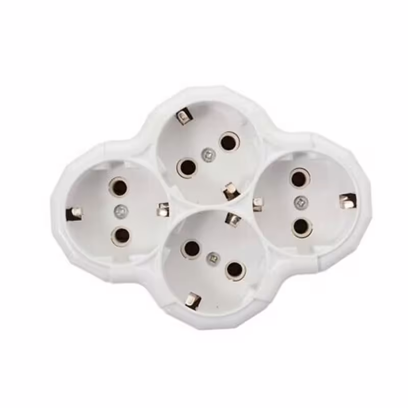 Разклонител за контакт YONKA, 4-ка, без кабел, бял, 220VAC, 16A