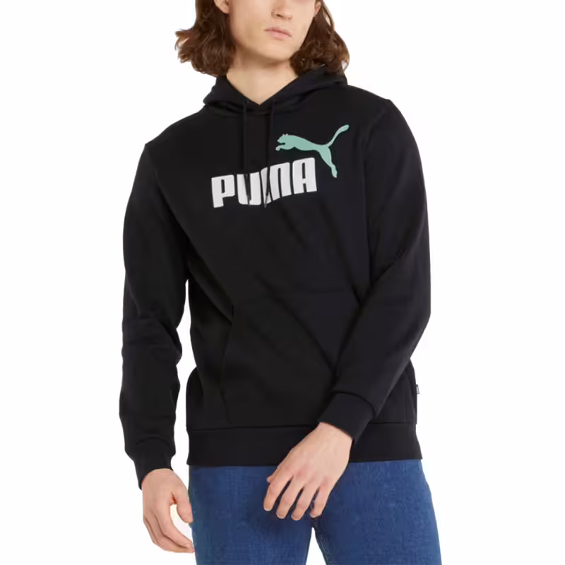 PUMA Essentials+ Two-Tone Big Logo Hoodie Black