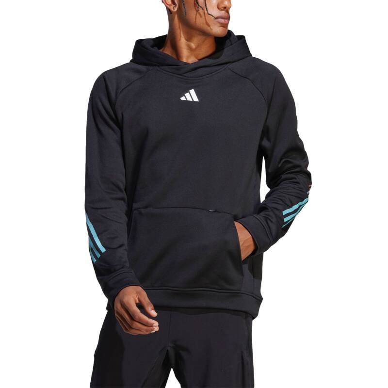 ADIDAS Train Icons 3-Stripes Fleece Hoodie Black