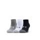 UNDER ARMOUR 3-Packs Heatgear Low Cut Socks Black/White/Grey