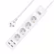 Удължител No brand, 4 гнезда, 250V, 16A, Кабел, 1.5m, 4 x USB F, С ключ, Бял - 17887