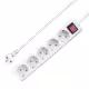 Удължител No brand, 5 гнезда, 250V, 16A, Кабел, 1m, С ключ, Бял - 17880