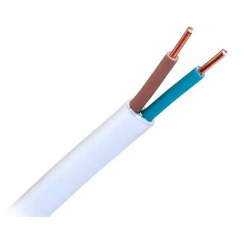 Кабел двужилен YDYP, мостов, меден, бял, плосък, ППВ-МБ1, Cu, 2x1mm2