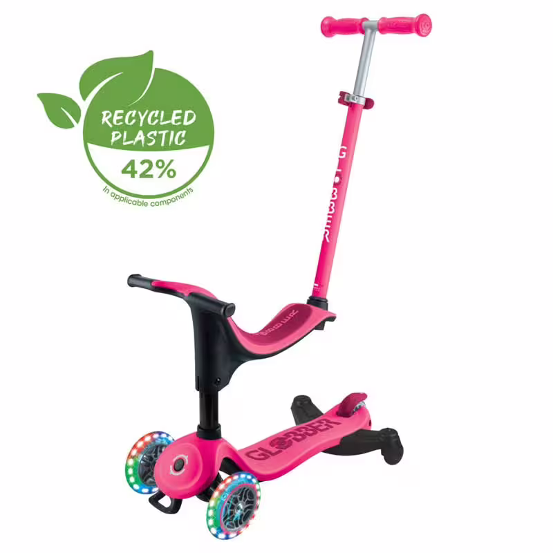 Тротинетка 4 в 1 GLOBBER GO UP SPORTY LIGHTS 360&deg; - розова