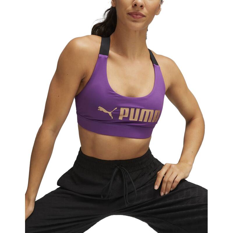 PUMA Fit Mid Impact Training Bra Purple