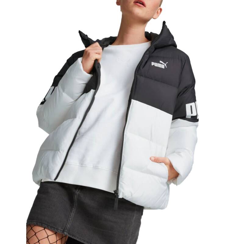 PUMA Power Hooded Down Puffer Jacket White/Black