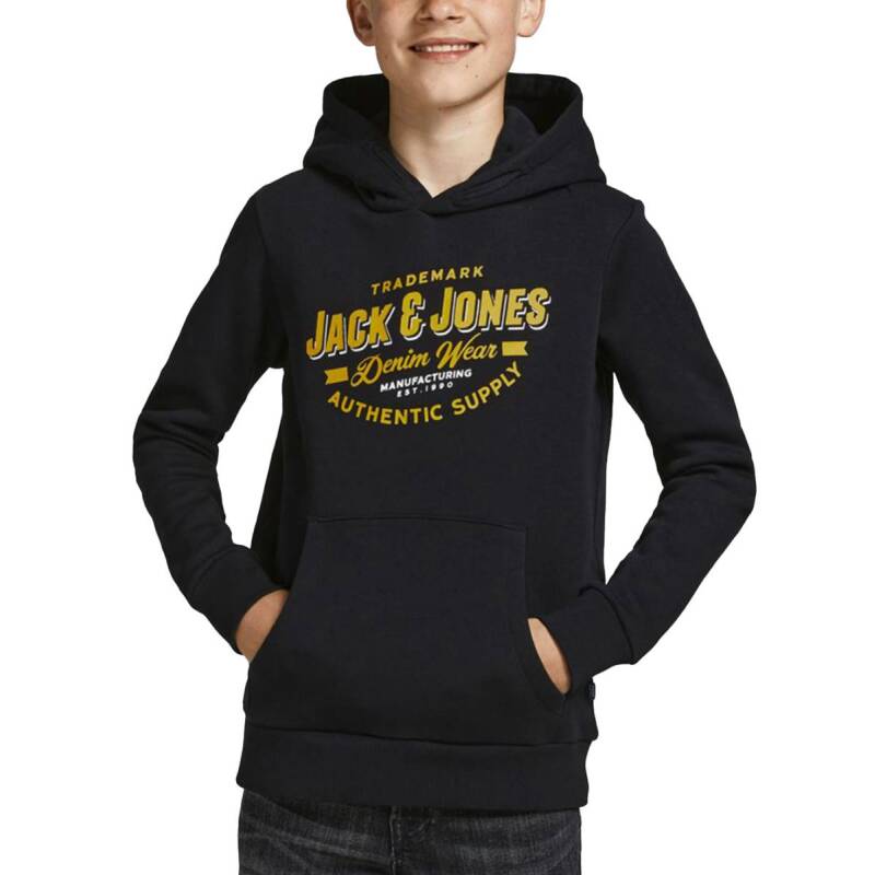 JACK&JONES Logo Hoodie Black Jr