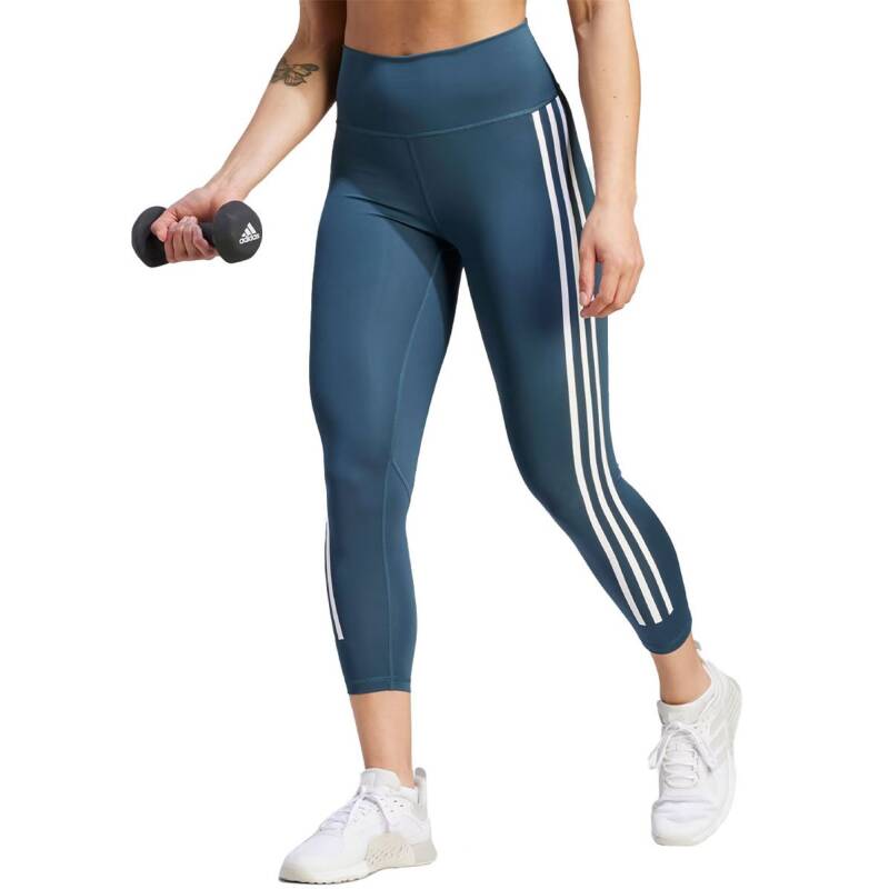 ADIDAS Optime TrainIcons 3-Stripes 7/8 Training Leggings Turquoise