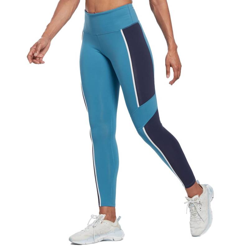 REEBOK Lux High-Waisted Colorblock Leggings Blue