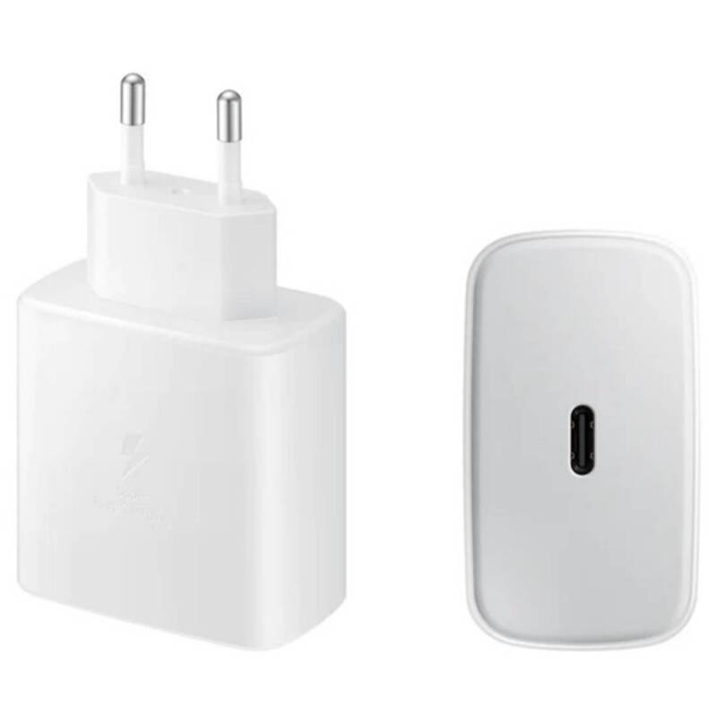 Мрежово зарядно, съвместимо с Samsung, бързо зареждане, бял, USB-C, Type-C, 45W