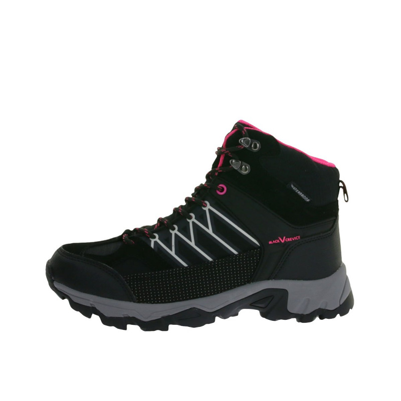 BLACK CREVICE Trekking High-Cut Waterproof Shoes Black/Pink