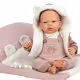 Кукла-бебе Жада с вълнен розов костюм и пелена, реално тегло - 40 см