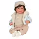 Усмихната кукла-бебе Зори в кадифен костюм и шапчица - 45 см
