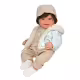 Усмихната кукла-бебе Зори в кадифен костюм и шапчица - 45 см