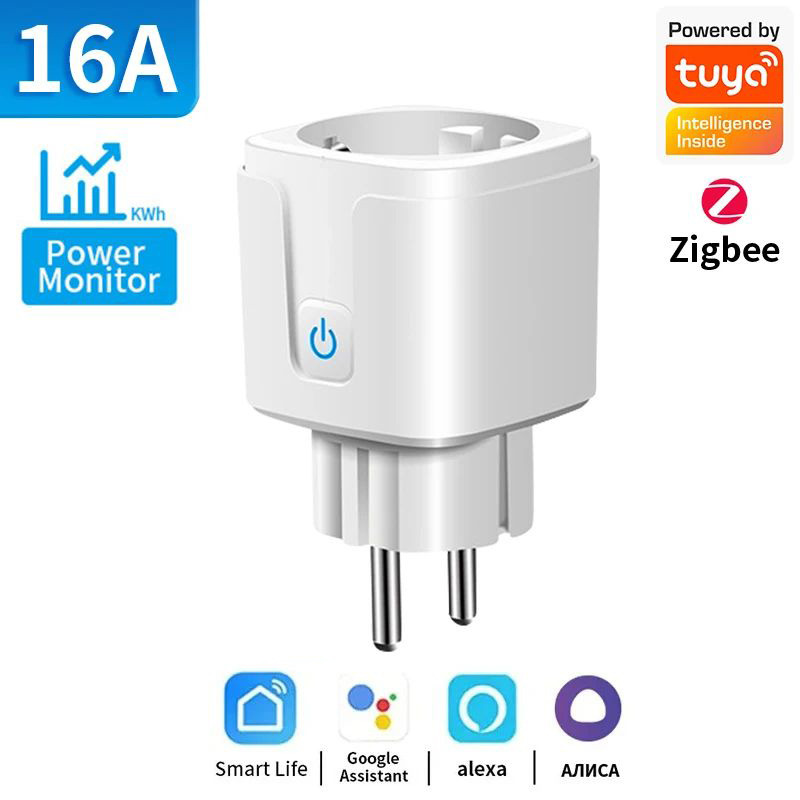 TNCE Tuya Смарт контакт с мониторинг на енергията, 16А, EU, Zigbee