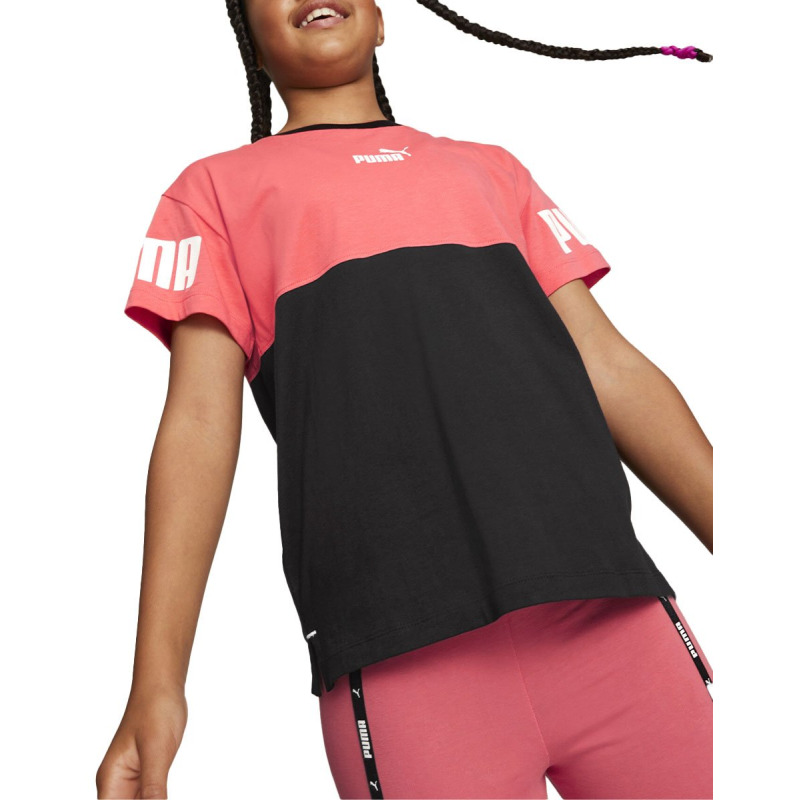 PUMA Power Colorblock Tee Pink/Black