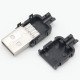 USB 2.0 конектор, мъжки, тип A, 4 пина, черен, за запояване
