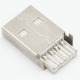 USB 2.0 конектор, мъжки, тип A, 4 пина, черен, за запояване
