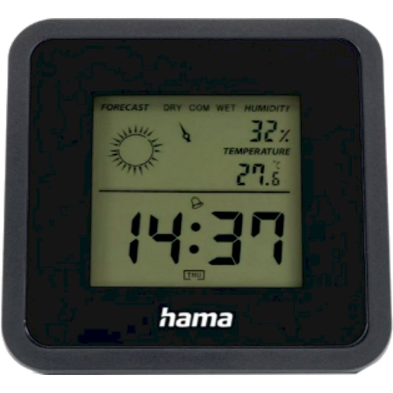 Настолен часовник Borneo, термометър, влагомер, вътрешно ползване, 0°C до 50°C, 20% до 95%