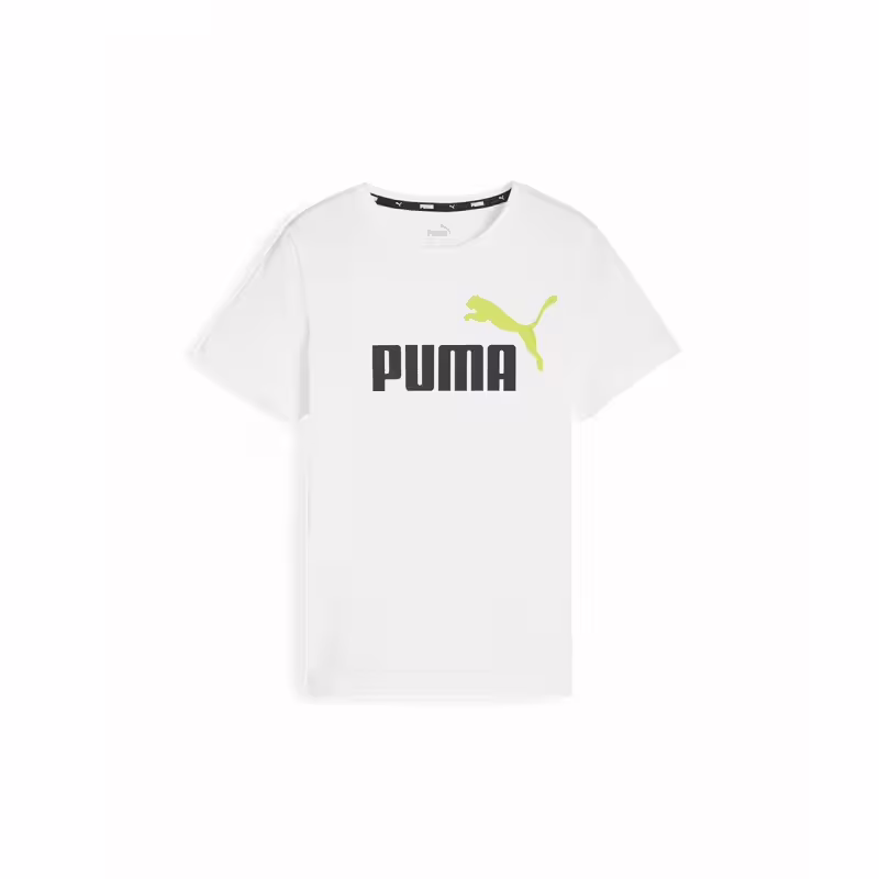 PUMA Essentials+ Two-Tone Logo Tee White/Lime