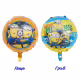 Фолиев балон "Миньони" 43 см, кръгъл двуцветен, тематичен рожден ден, декорация