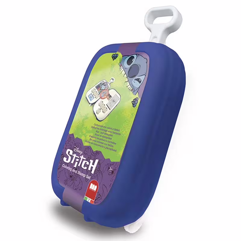 Детски комплект за рисуване "Стич" с 7 печата в куфарче на колелца