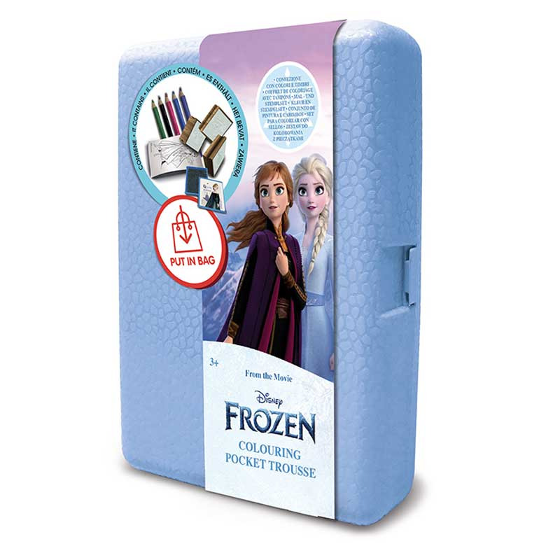 Кутия за съхранение "Frozen 2" с аксесоари за оцветяване и 3 печата