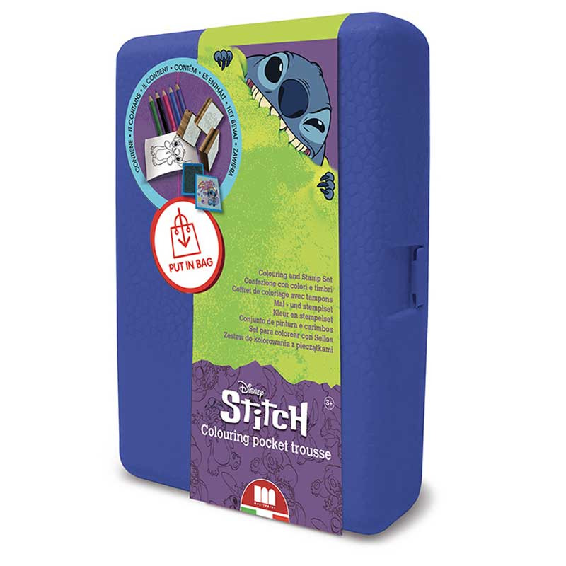 Кутия за съхранение  "Stitch" с аксесоари за оцветяване и 3 печата