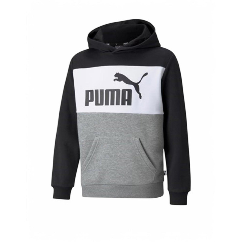 PUMA Essentials+ Colorblock Fleece Hoodie Grey/Black