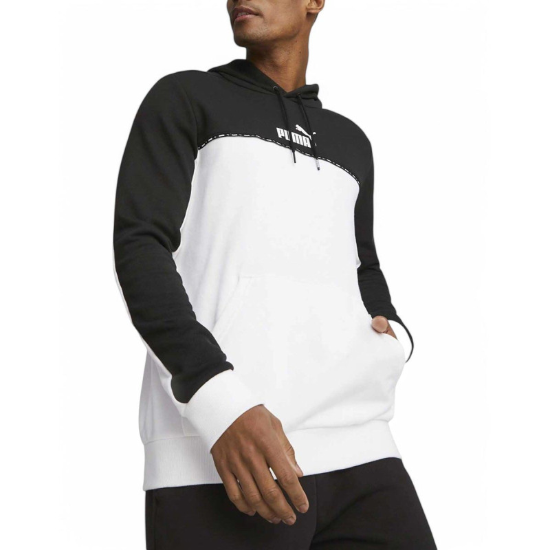 PUMA Essentials Block Tape Hoodie White/Black