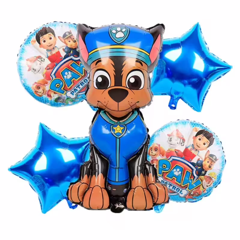 Фолиеви балони "Paw Patrol", комплект 5 бр, тематичен рожден ден, декорация