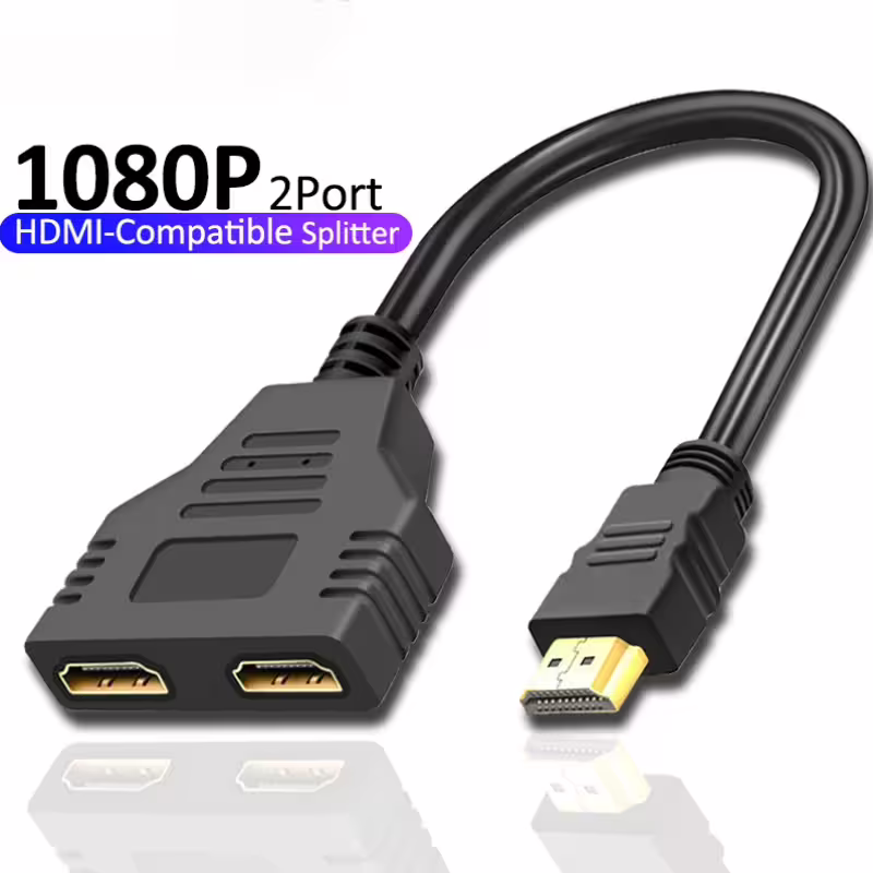 HDMI сплитер адаптер, CIMUTO, 1 HDMI мъжки към 2 HDMI женски порта, позлатени щепсели