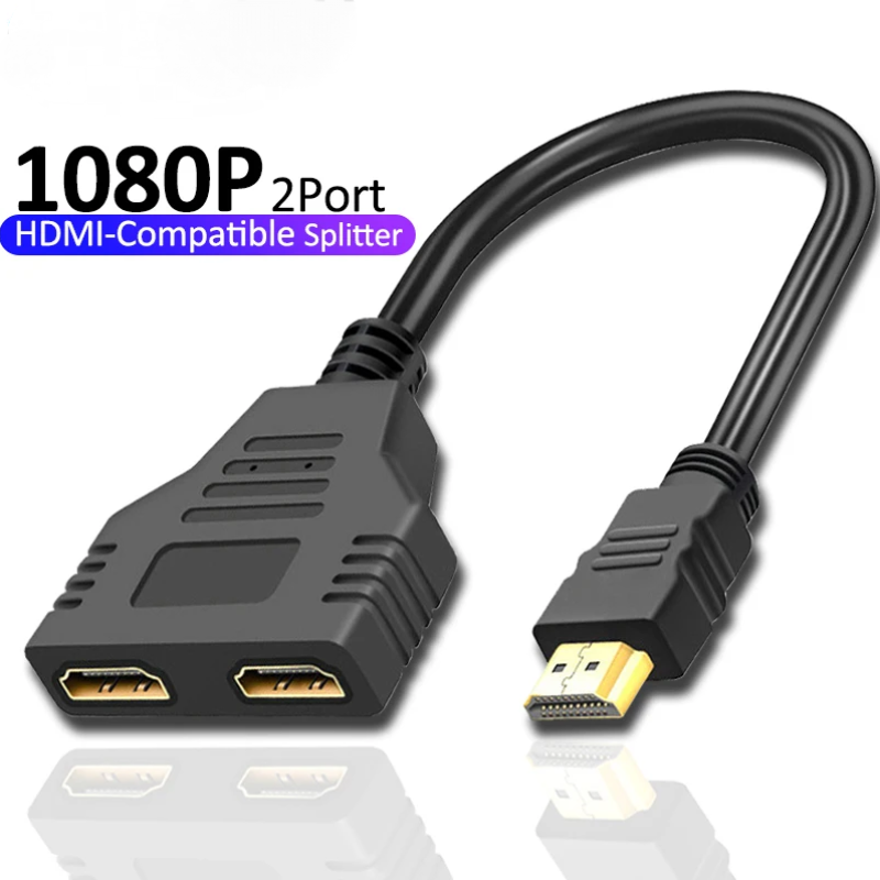 HDMI сплитер адаптер, CIMUTO, 1 HDMI мъжки към 2 HDMI женски порта, позлатени щепсели