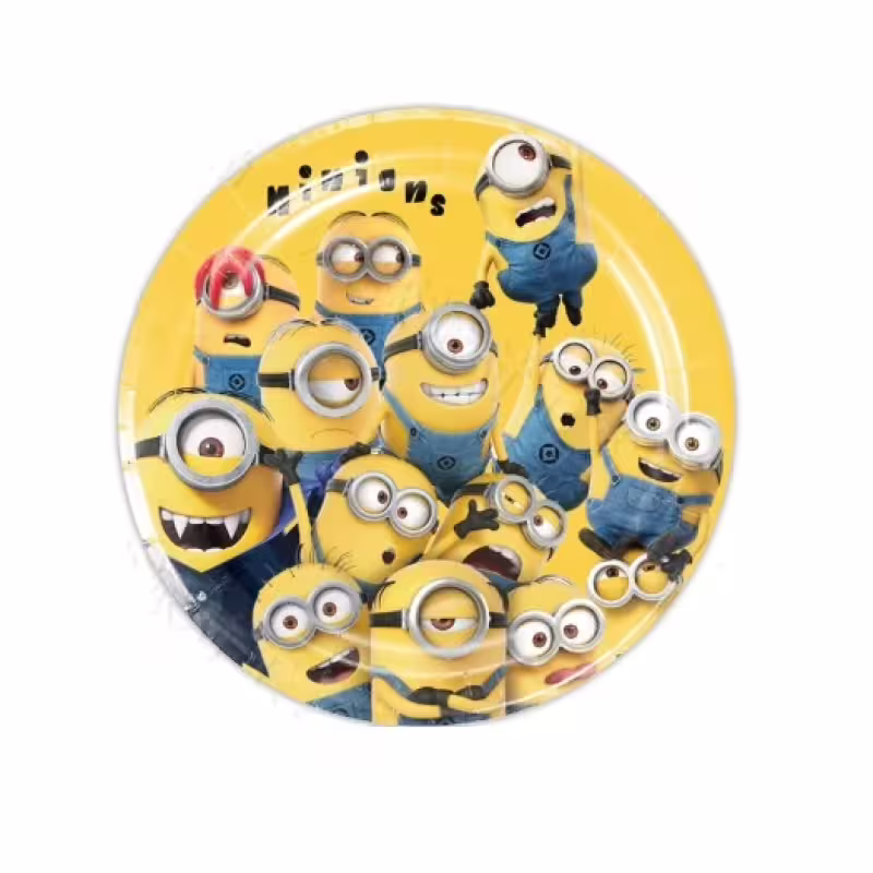 Парти чинии Миньони 22,5 см &ndash; 10 бр, картонени чинии за детски рожден ден