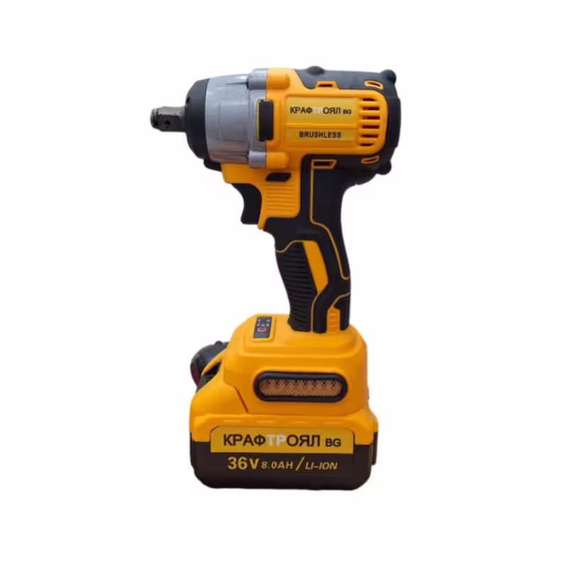 Гайковерт Kraft Royal, импакт, акумулаторен, ударен, 40 части, жълт, 36VDC, 8Ah, 850Nm, к-т
