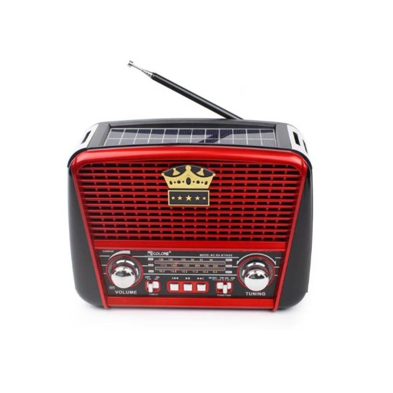 Преносимо, активно, ретро радио RX-BT455S, соларно, Li-ion, блутуут, USB, FM, 2x3", 10W