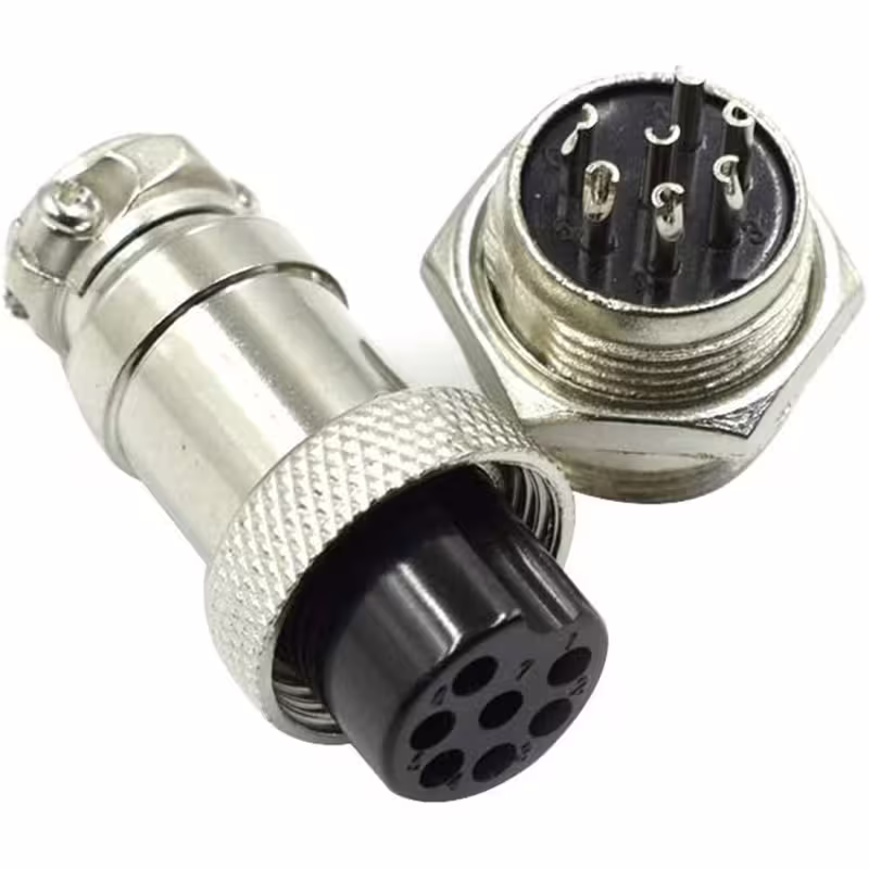 Букса GX16-7, комплект, метална, 7-ца, м+ж, 48VDC, 240VAC, M16x47mm