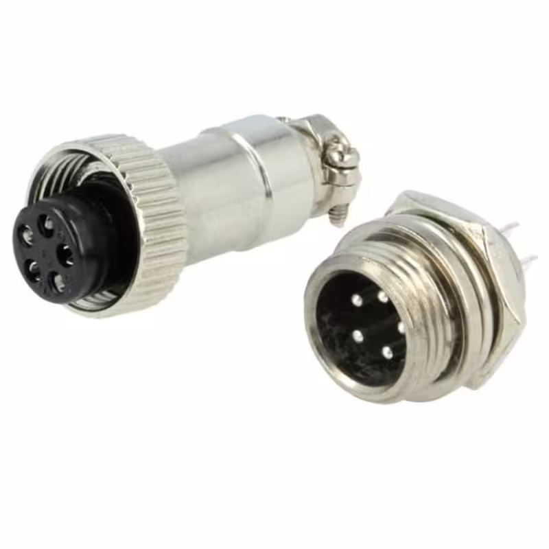 Букса GX16-5, комплект, метална, 5-ца, м+ж, 48VDC, 125VAC, M12x44mm