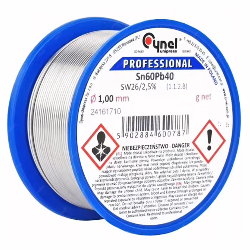 Тинол за запояване CYNEL, Ф1,5mm, 1000g, Sn60, Pb40, 2,5%