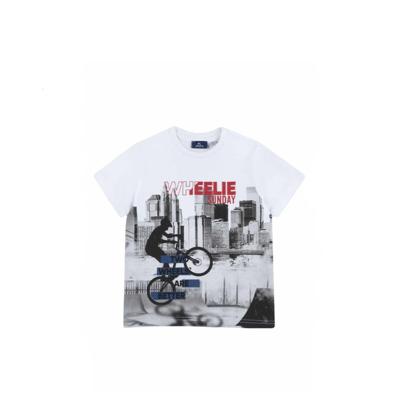 CHICCO Boys Wheelie Sunday Tee White Printed
