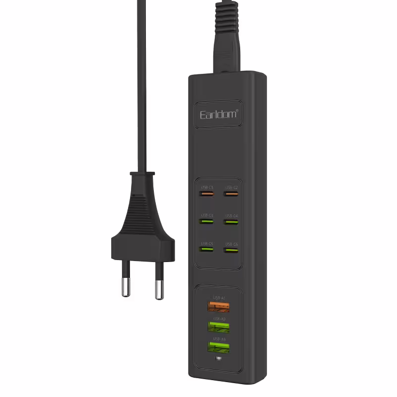 Удължител Earldom ES-SC24, 6 х USB-C, 3 x USB F, 1м., Черен - 40520