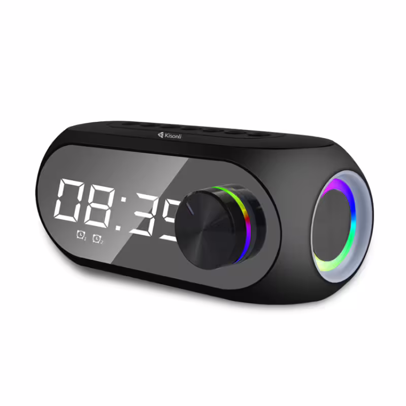 Тонколона Kisonli LP-2S, Bluetooth, Часовник, SD, FM, AUX, RGB, Черен - 22280