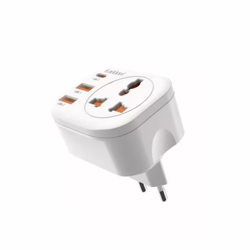 Преходник ES-SC16, универсален, UK, EU, US, AU, 2xUSB, 1xType-C, 220VAC, 4000W