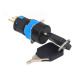 Ключ LA16, ротационен, 3pin, 2 положения, ключалка, 250VAC, 3A, Ф16mm, SPST