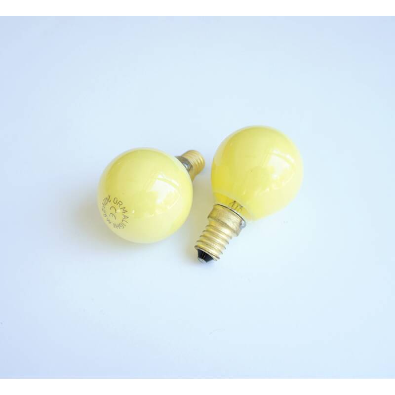 Лампа сфера мини жълта с цокъл E14 220V 25W