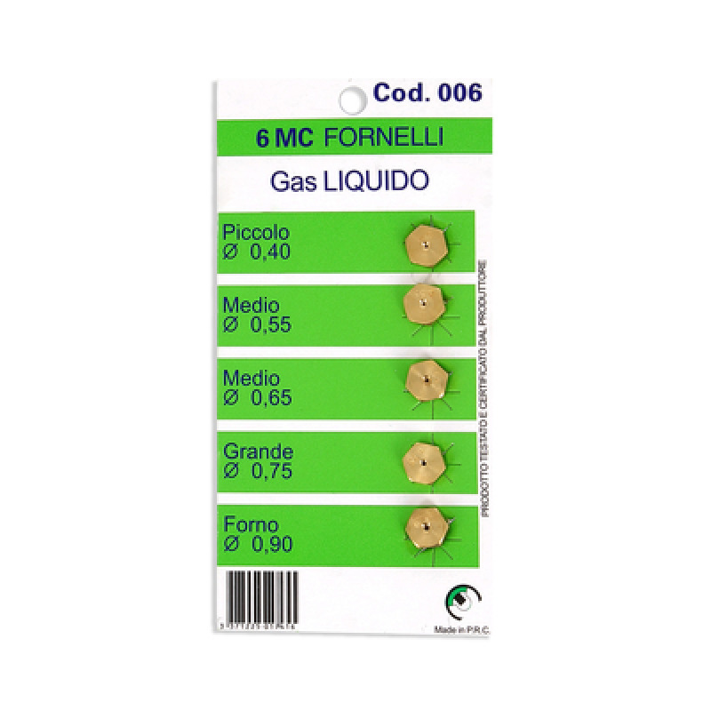 NOZZLES 6MS GPL KIT FOR GAS APPLIANCES UNIVERSAL